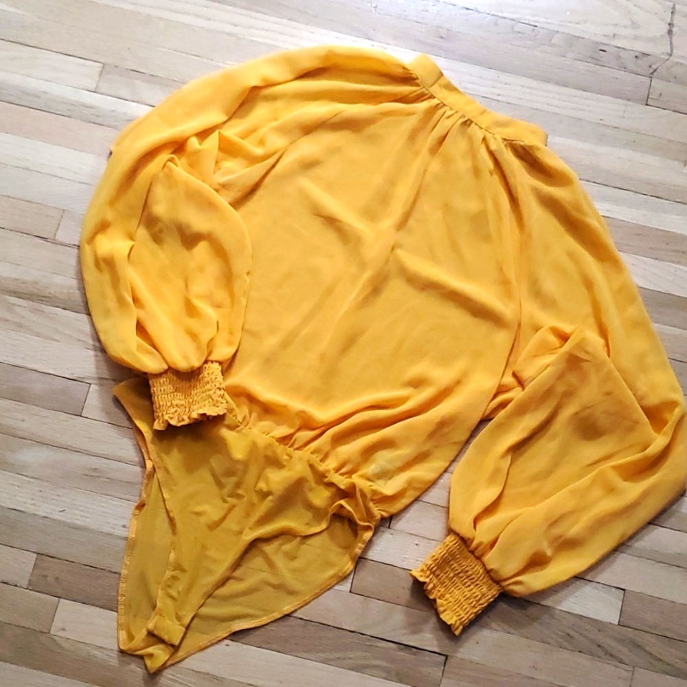Mock Neck Sheer Blouse